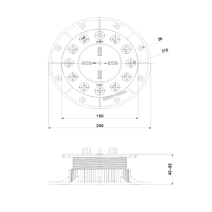 Decking Pedestal with 60mm joist cradle 45mm-68mm