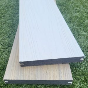 Super White/Coastal Sand Deluxe Capped Decking Board Solid Construction